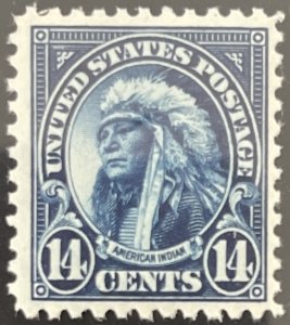 Scott #565 1923 14¢ American Indian flat plate perf. 11 MNH OG