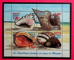 MAYOTTE Sc 140 NH MINISHEET OF 2000 - SEA SHELLS