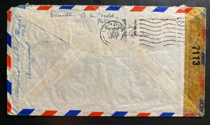1943 Pato Colombia Airmail Censored cover to River Plate House London England