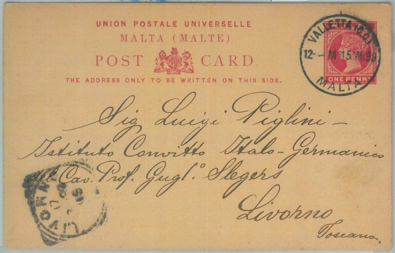 82619 - MALTA - Postal History - POSTAL STATIONERY CARD to ITALY 1899-