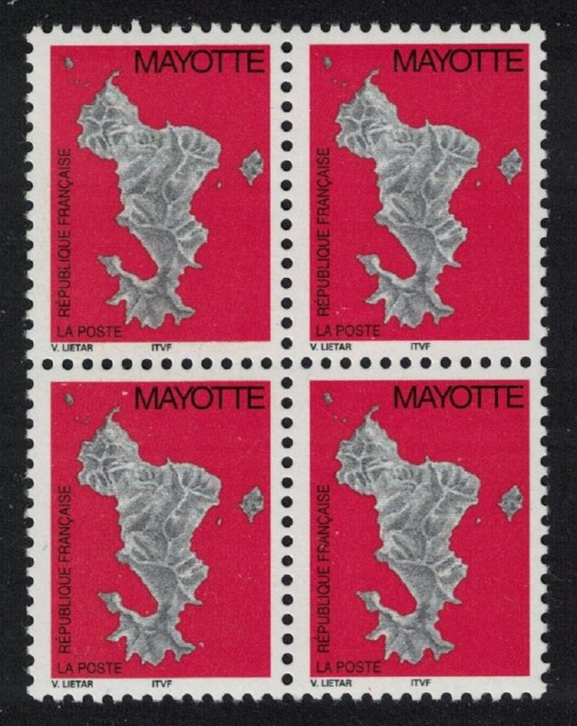 Mayotte Map No value expressed 1v Block of 4 SG#117