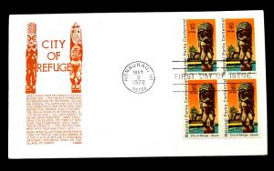 US Stamp Sc# C84 FDC Block 4 City of Refuge 1972 C. Stephen Anderson Cachet.