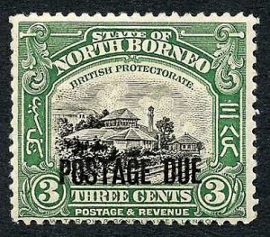 North Borneo SGD67 3c M/M (brown gum) Post Due Cat 12 Pounds