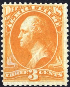SC#O3 3¢ Washington Agriculture Official (1873) Uncancelled/No Gum