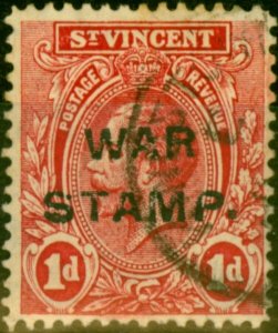 St Vincent 1916 1d Red SG122 Fine Used