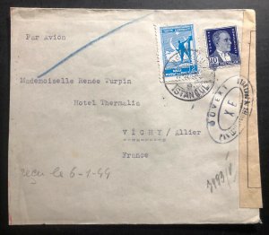 1944 Istanbul Turkey Censored Cover to Vichy France Communist spy Renee Turpin B