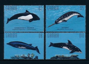 [32207] Gambia 1996 Marine life dolphins narwhal whale  MNH