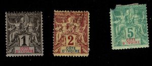 Ivory Coast #1, 2, 4 USED-F