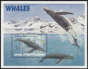 British Antarctic Territory 1996 used Sc #248 1pd Humpback whale