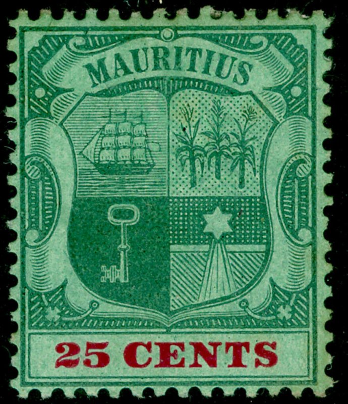 MAURITIUS SG151a, 25c green & carmine/green, M MINT. CHALKY