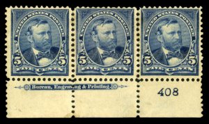 United States, 1894-95 #281 Cat$135, 1898 5c dark blue, bottom margin imprint...