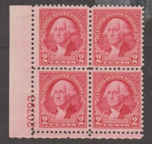 U.S. Scott #707 Washington Stamp - Mint NH Plate Block