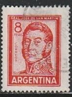 1965 Argentina - Sc 695B - used VF - 1 single - San Martin