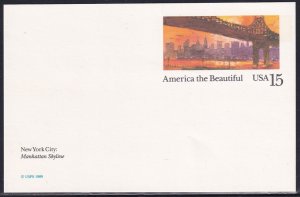 U.S.A. 1989 Sc UX137 59th Street Bridge New York City Postal Card Stamp MNH