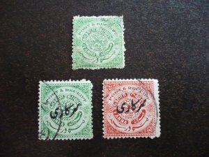Stamps - Hyderabad - Scott# 21, O32,O33 - Used Part Set of 3 Stamps