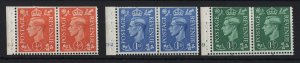 GB 1951 Booklet cyl panes of 2 fine mint av perfs: ½d cyl 154, 1d 192 perf I (