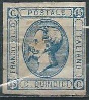 Italy 23 (used) 15c Victor Emmanuel II, blue (1863)