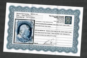 US Sc#9 Used, Pos 5L1 Doporto Cert, Jumbo Superb App, Tiny Crease, Cv. $115+