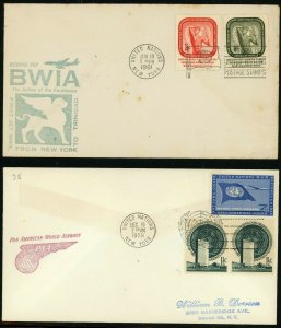 UN United Nations First Flight Airmail Registered Cover Postage Stamp Collection