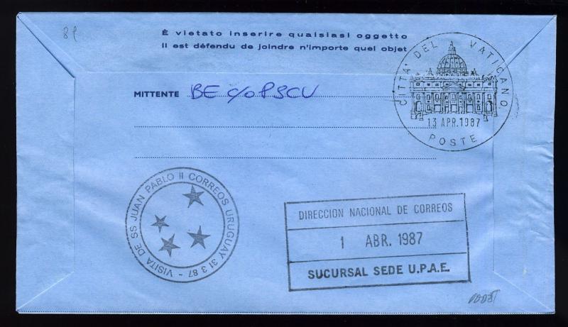 VATICAN - 1987 Voyage du Pape Jean-Paul II en Uruguay - Air Letter