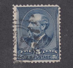 US Sc 216 used 1888 5c indigo Garfield definitive, F-VF