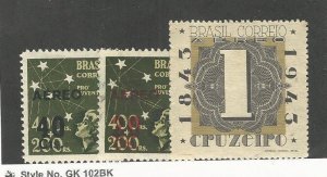 Brazil, Postage Stamp, #C50, C56-C57 Mint Hinged, 1943-44