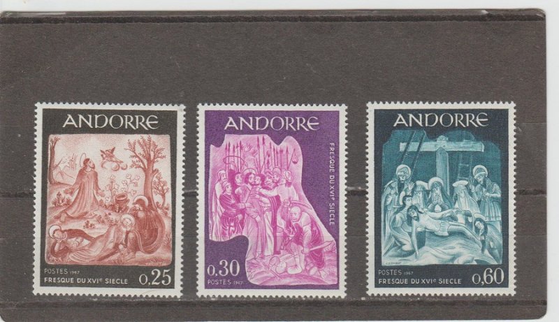 French Andorra  Scott#  178-180  MH  (1967 Frescoes)