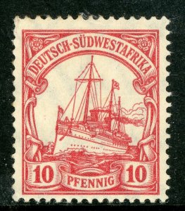 Germany 1906 Southwest Africa 10pf Lt Rose Yacht Wmk Scott # 28 Mint E487