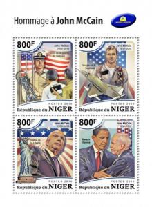 NIGER - 2018 - Tribute to John McCain - Perf 4v Sheet - MNH