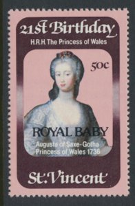 St. Vincent  SC# 652  MNH Royal Baby opt on Birthday issue 1982  see detail &...