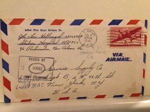 U.S. Army Post Examiner passed  1943 Howard Field  cover Ref R25500