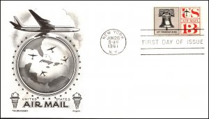 Scott C62 13 Cents Liberty Bell Aristocrats FDC Unaddressed Planty C62-2