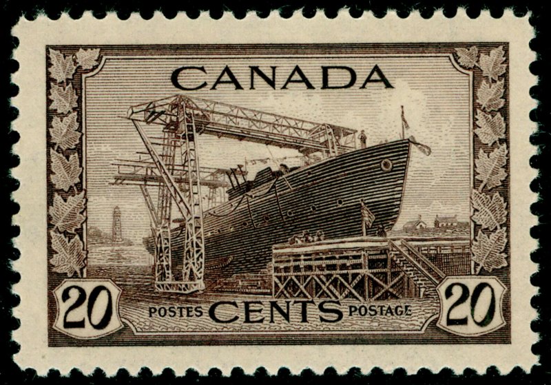 CANADA SG386, 20c chocolate, NH MINT. Cat £22. 