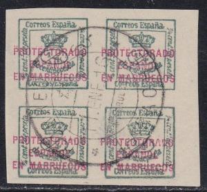 Spanish Morocco # 39a, Used Block of Four