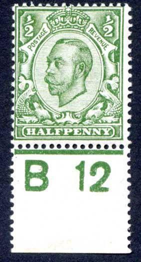 1/2d Green B12 Control mounted mint