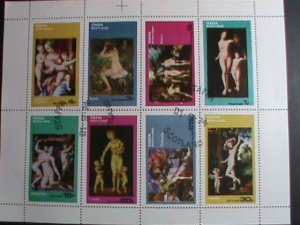 STAFA STAMP-1974 WORLD FAMOUS NUDE ART PAINTINGS CTO SHEET VERY FINE