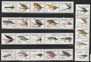 1981 South Africa - Transkei - Sc 69-73 - MNH VF - 5 strips of 5 - Fishing Flies