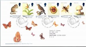 GB ENDANGERED SPECIES SET OF 6 ON CACHET FIRST DAY COVER 1998