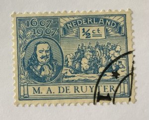 Netherlands 1907 Scott 87 used - 1/2c, Admiral Michiel Adriaanszoon De Ruyter