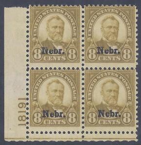 Scott #677 Mint plate block of 4