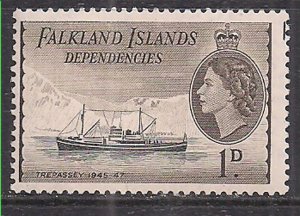 Falkland Islands 1954 QE2 1d Dependencies MLH SG G25 ( M1437 )