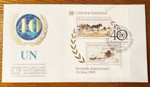 UN  # 449 UN Fortieth Anniversary Souvenir Sheet First Day Cover