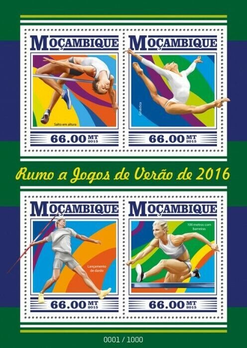 2015 MOZAMBIQUE MNH. SUMMER GAMES 2016     |  Michel Code: 8274-8277