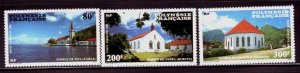 FRENCH POLYNESIA Sc C221-3 NH issue of 1986 - CHURCHES