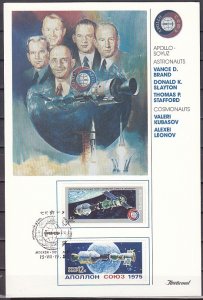 Russia, Scott cat. 4339-4340. Apollo-Soyuz values. Souvenir Card.
