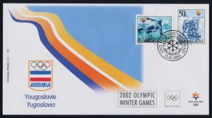 Yugoslavia 2546-7 on FDC - Winter Olympics, Bobsled, Skiing