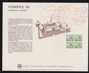 US 1984 BEP Souvenir Card #B68 COMPAX '84  Mint Fort Dearborn