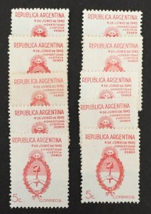 Argentina 1943 #509, Coat of Arms, Wholesale lot of 10, MNH, CV $3.