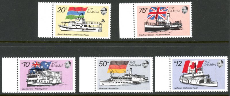 Gambia 1253-1255, 1260-1261 River Boats Flags  MNH mint      (Inv 001412.)