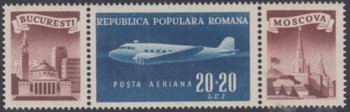 ROMANIA Sc# CB16 CPL MNH - PLANE in TRYPTIC w/LABELS of MOSCOW & BUCHAREST VIEWS